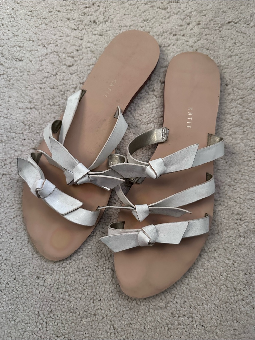 White Bow Strap Slide Sandals